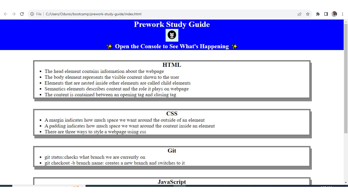 prework-study-guide